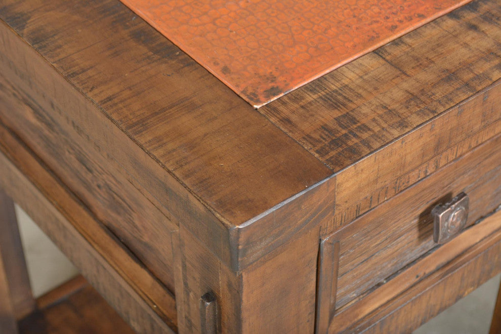Crafters and Weavers Elements Collection Side Table with Copper Inlay