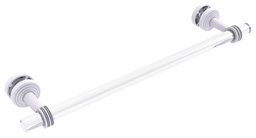 Pacific Beach 18" Shower Door Towel Bar with Dotted Accents, Matte White