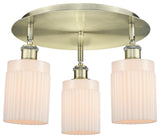 Hadley-3 Light 16" Flush Mount-Antique Brass, Matte White Glass Shade