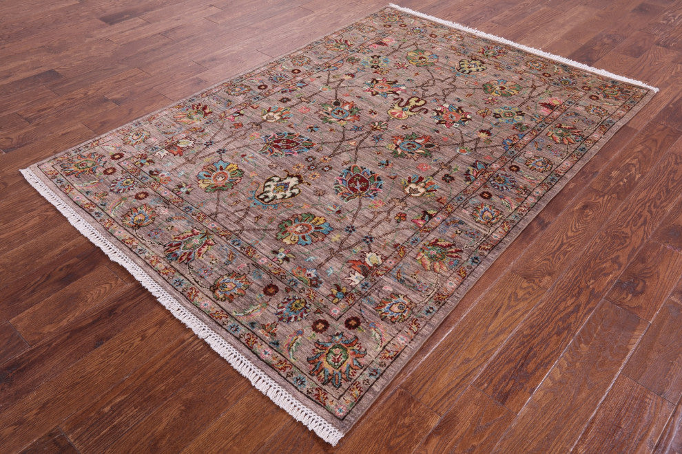 4' 10" X 6' 11" Persian Tabriz Handmade Wool Rug Q11328
