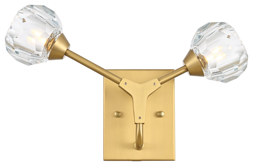 2 Light Wall Sconce, Gold