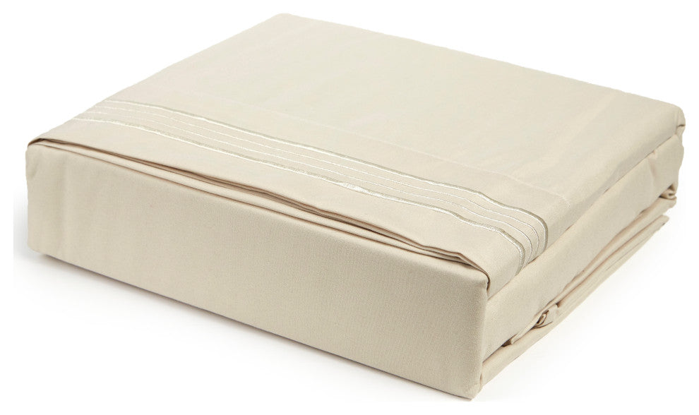 Linum Home Textiles 1800 TC Brushed Microfiber Sheet Set with 4 Line Embroidery