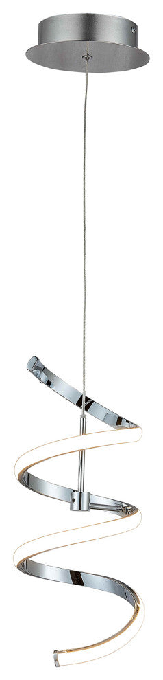 1-Light LED Spiral Pendant Light in Chrome Finish