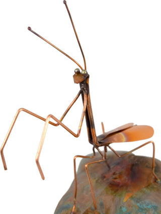 Handcrafted Copper Praying Mantis Garden Stake