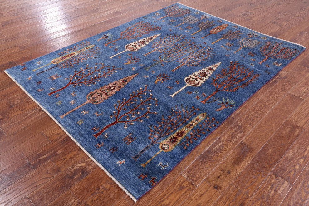 5' 9" X 7' 8" Tribal Persian Gabbeh Handmade Wool Rug Q9615