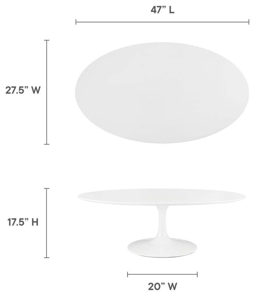 Lippa 48" Oval-Shaped Wood Top Coffee Table, White