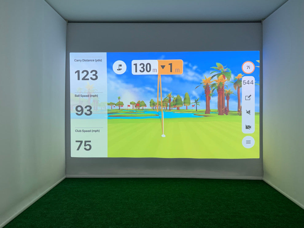 94"W 120"H Motorized Remote Control Golf Simulator Impact Retractable Screen