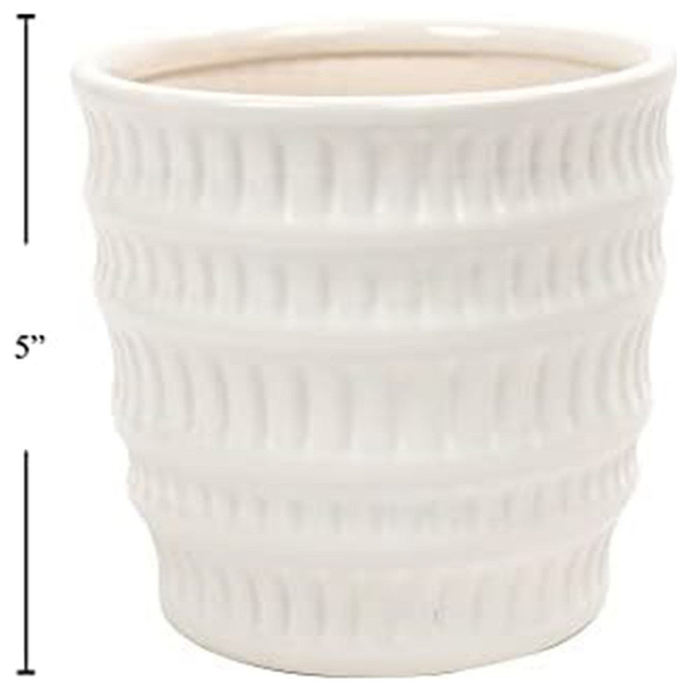 Ceramic Flower & Plant Vase, 5.1"L x 4.8"H x 5.1"W, White