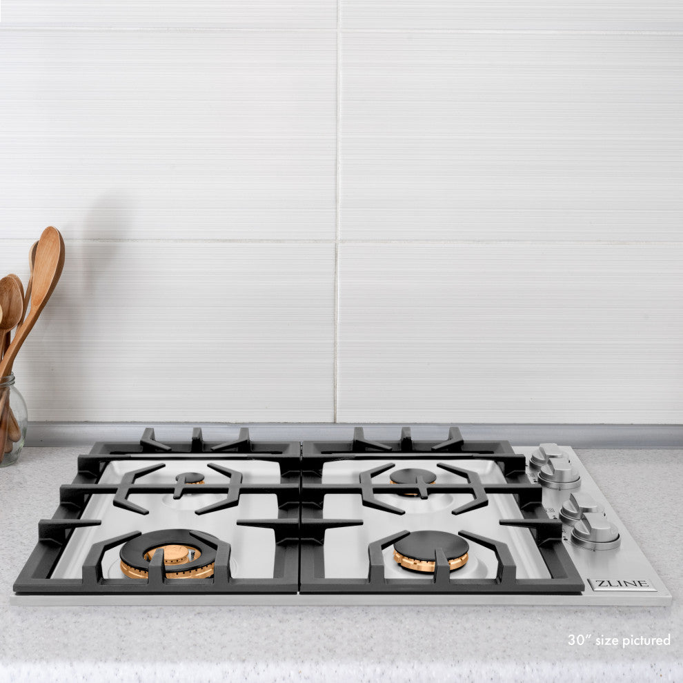 ZLINE 36 In. Dropin Cooktop With 4 Gas Brass Burners, RC-BR-36
