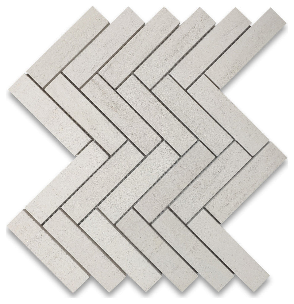Golden Beach Moleanos Beige Limestone 1x4 Herringbone Tile Honed, 1 sheet