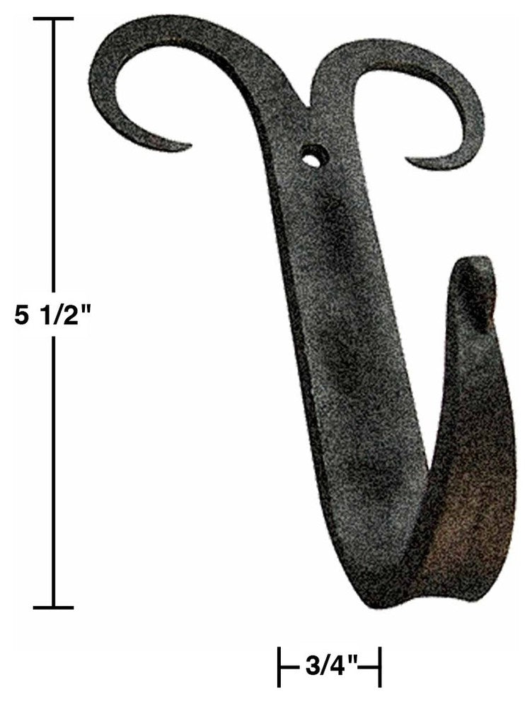 4 Coat Hat Robe Hooks Wrought Iron Black Scroll 5" |