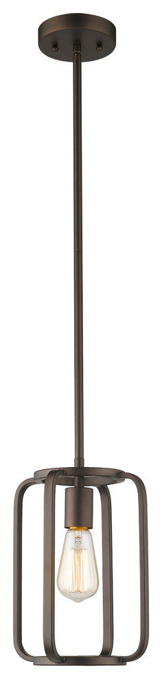 CHLOE Lighting IRONCLAD Industrial 1-Light Rubbed Bronze Mini Ceiling Pendant 8"