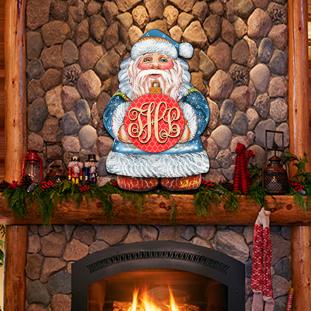 Merry Christmas Santa Red Ball Personalized Door Hanger