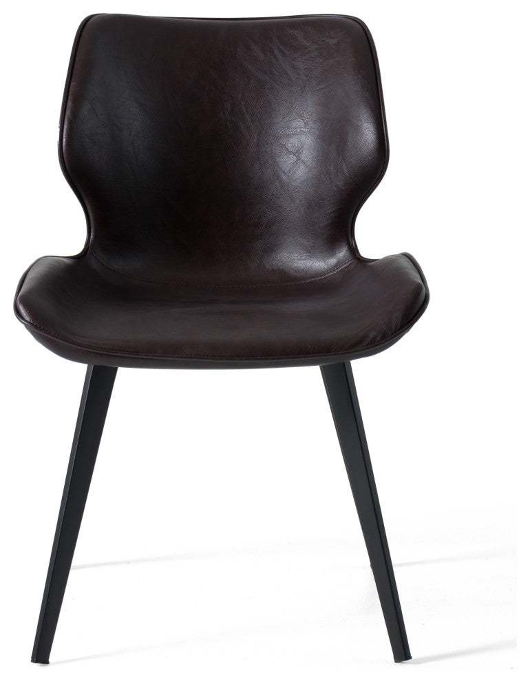 Modrest Moira Modern Dark Brown Eco-Leather Dining Chair, Set of 2