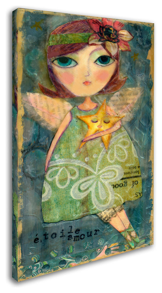 Wyanne 'Big Eyed Girl Star Lover Fairy' Canvas Art, 19"x12"