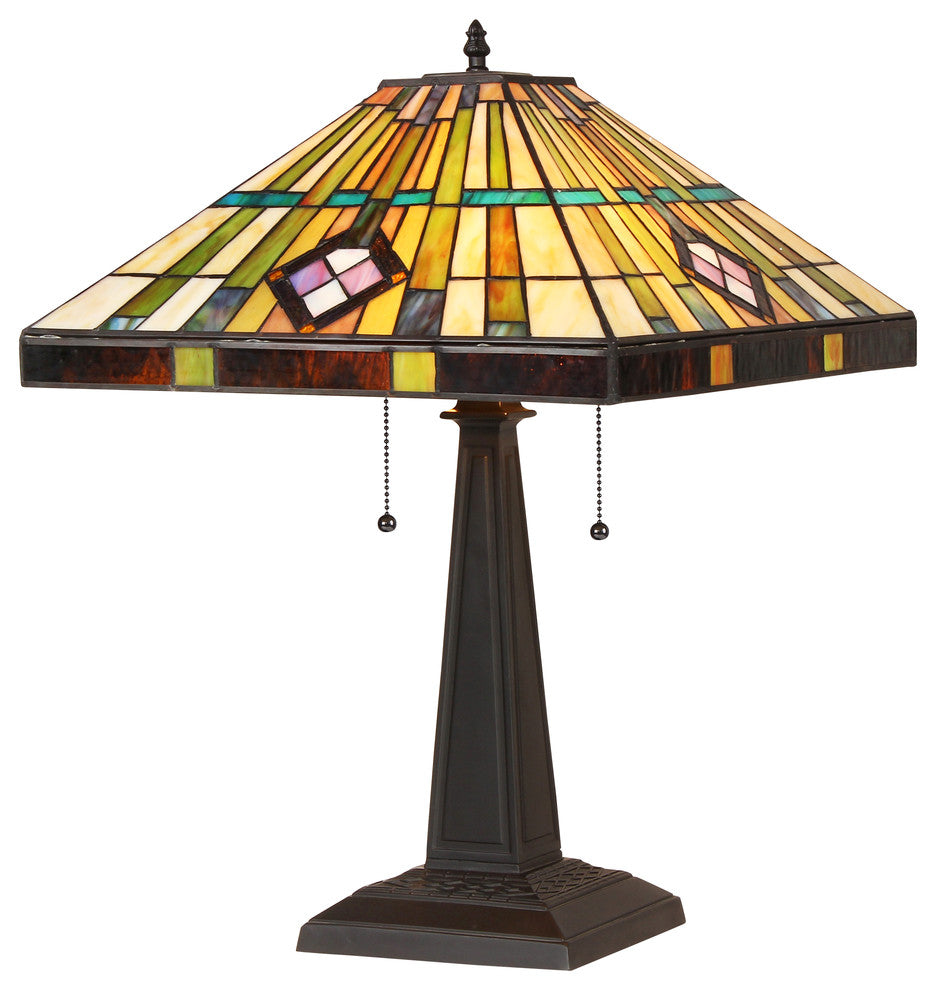 MARTIN Tiffany-style 2 Light Mission Table Lamp 16inches Shade
