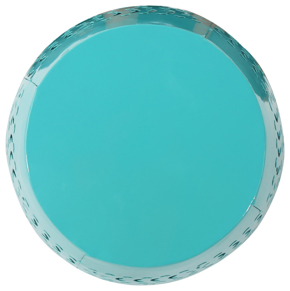 GDF Studio Apple Indoor 12" Lace Cut Iron Side Table, Teal