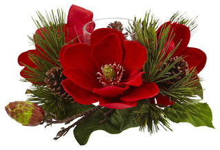 Red Magnolia & Pine Candelabrum