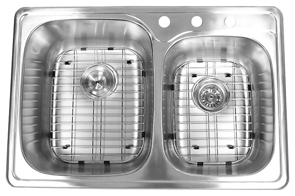 33" Topmount Drop-In Stainless Steel 60/40 Kitchen Sink Combo