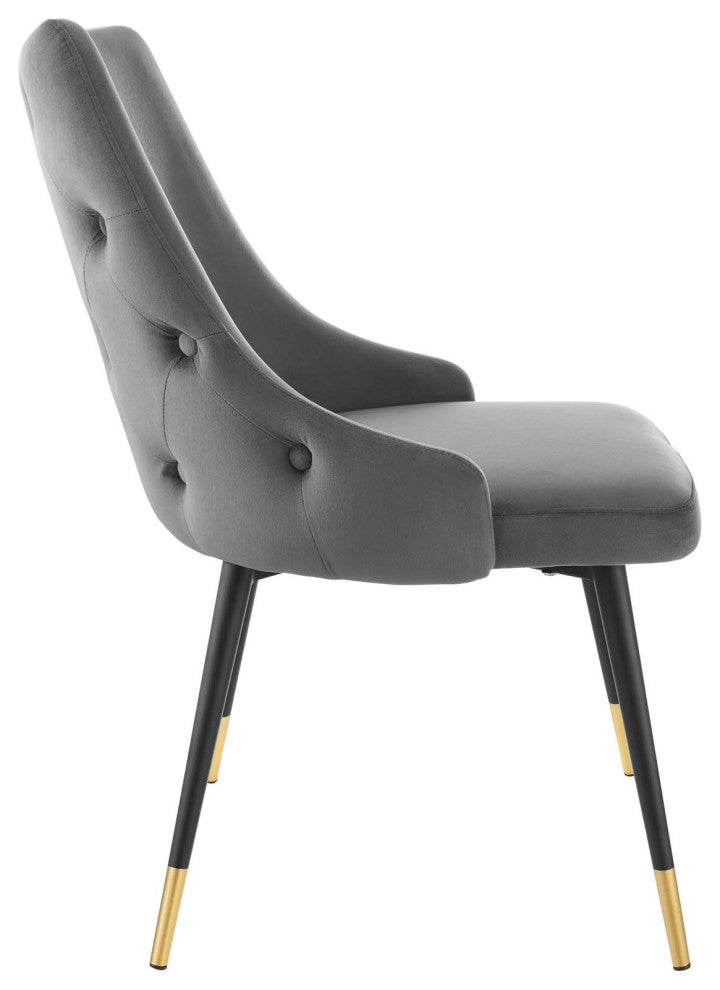 Adorn Dining Side Chair Performance Velvet Set of 2 Gray