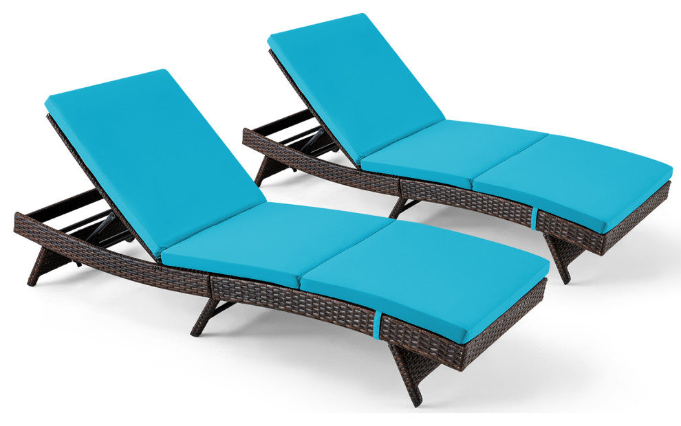 HOMREST Patio Lounge Chair Set of 2 with Adjustable Backrest, Blue