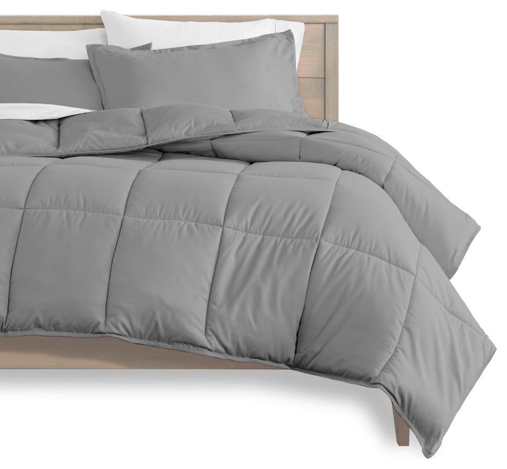 Bare Home 8-Piece Bed-in-a-Bag Split Sizes, Light Gray, White, Split Queen