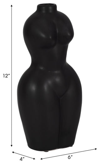 Dol, 12"H Torso Vase, Black