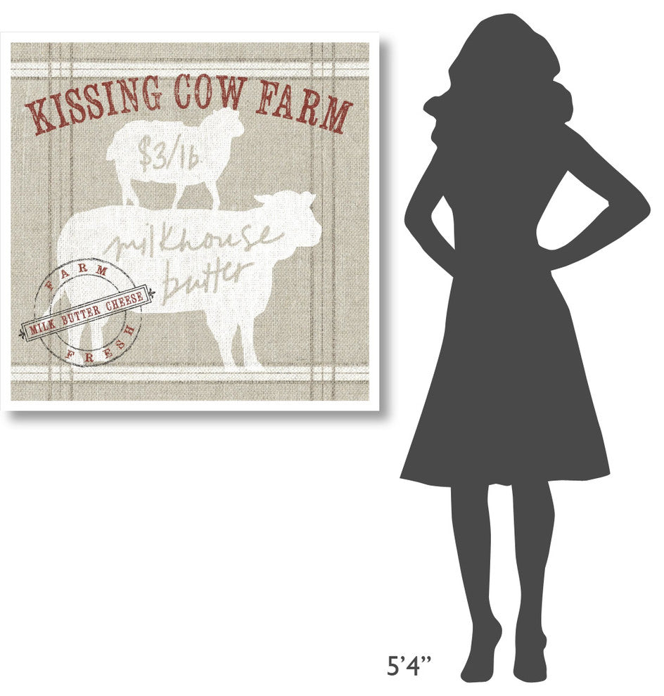 "Farm Linen Cow" Digital Paper Print by Sue Schlabach, 38"x38"
