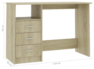 vidaXL Desk with Drawers Standing Computer Desk Sonoma Oak Engineered Wood