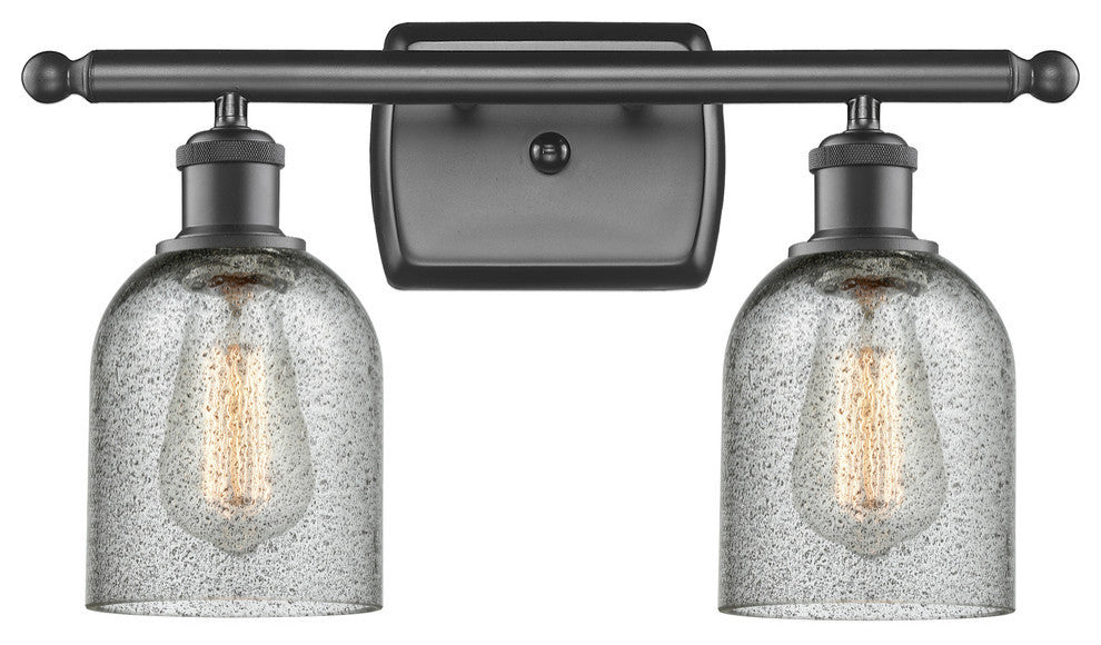 2-Light LED Caledonia 16" Bath Fixture, Oil Rubbed Bronze, Shade: Charcoal