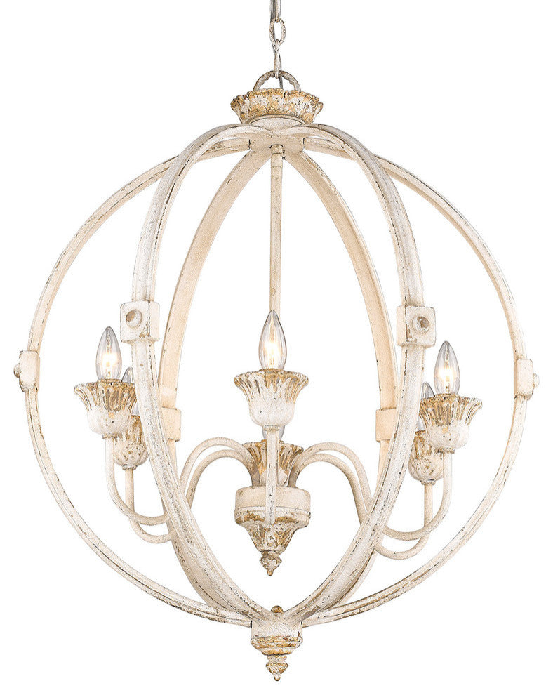 Jules 6-Light Chandelier, Antique Ivory