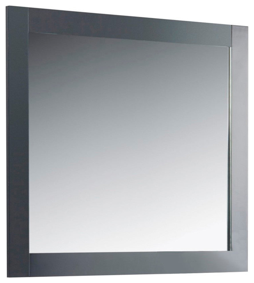 34" Solid Wood Frame Mirror, Dark Gray