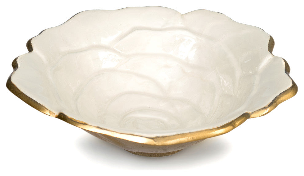 Rose 8" Bowl, Gold Snow