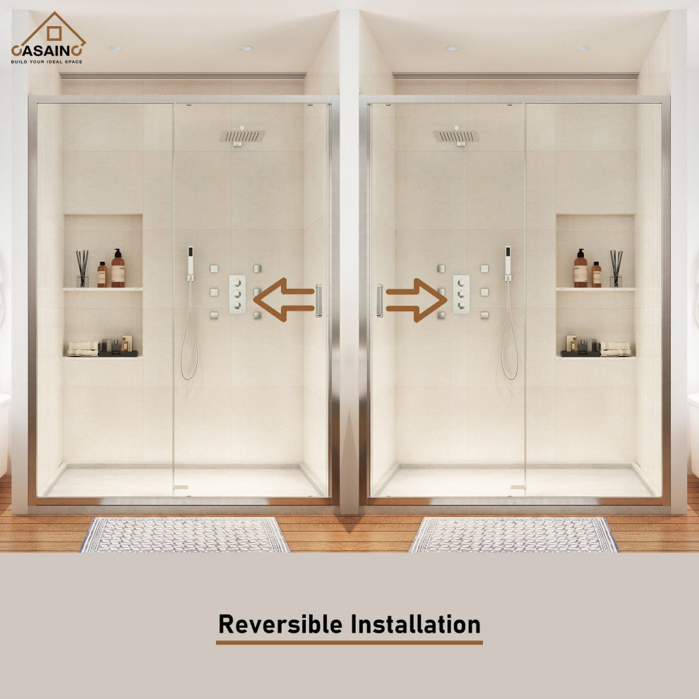48-in x 72-in Framed Sliding Shower Door, Brushed Nickel