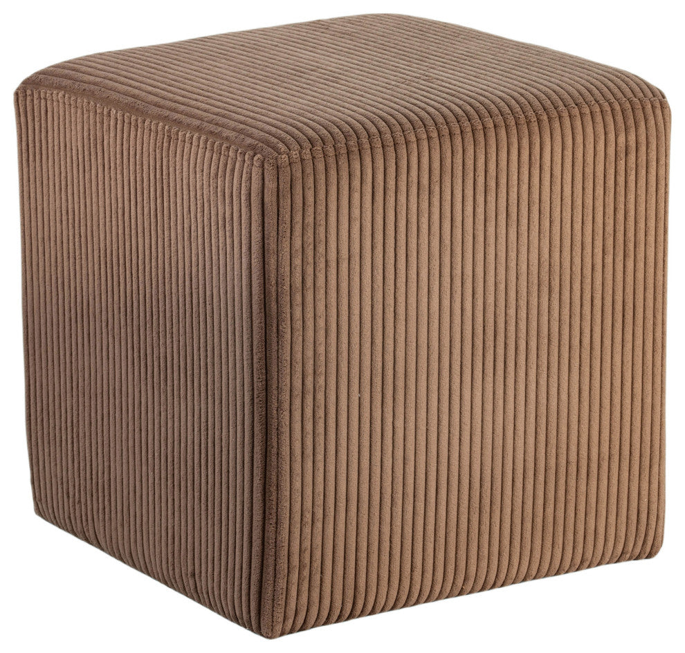 Roy Microsuede Fabric Upholsetered Ottoman/Stool, Brown, Square