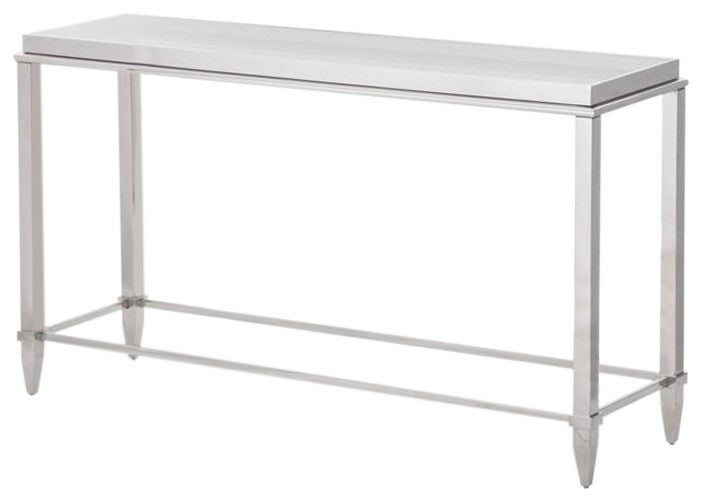 Modrest Agar Modern Glass and Stainless Steel Console Table