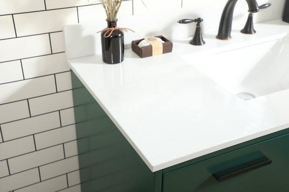 Home Living Modern Natural Oak-Light Bathroom Vanity, Green, 42"