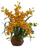Nearly Natural Cymbidium Orchid Artificial Arrangement in Planter Yellow