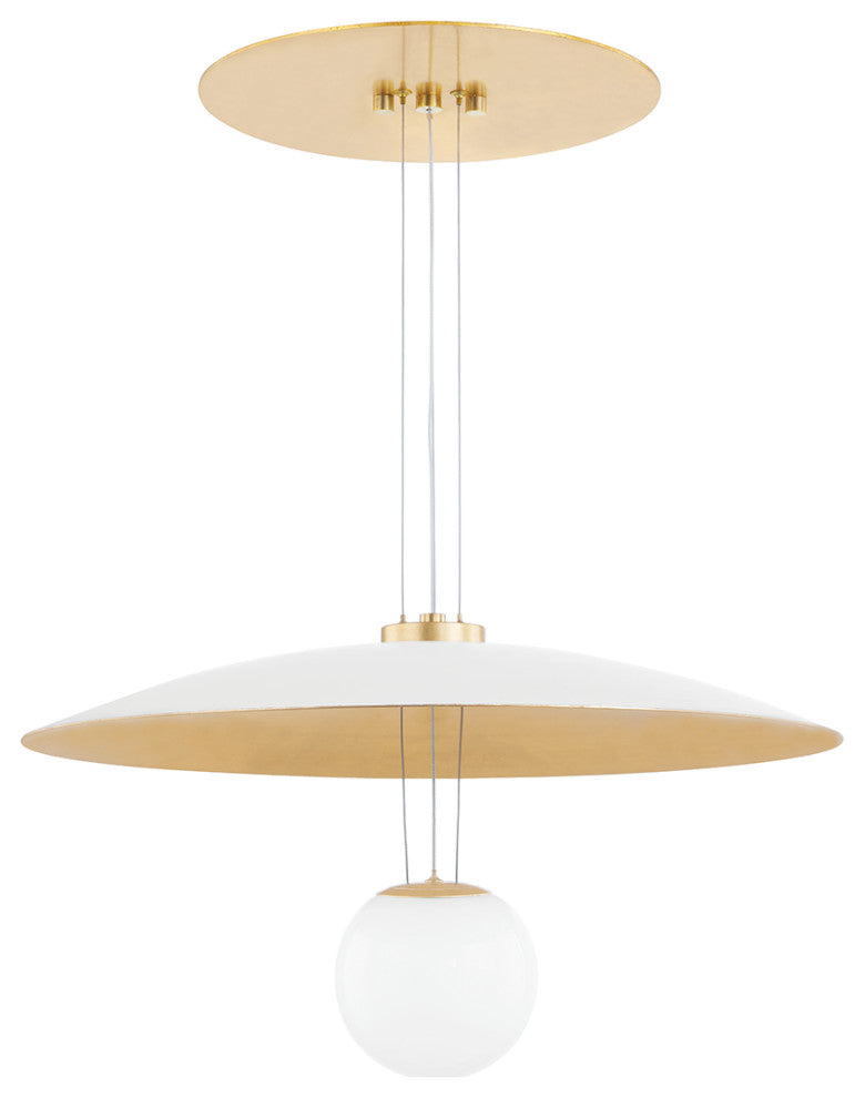 Brim 1-Light Small Pendant Soft White/Gold Leaf