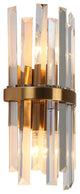 LNC 2-Light 6" Modern Brass Crystal Glass Wall Sconce, Vertical Prism Design