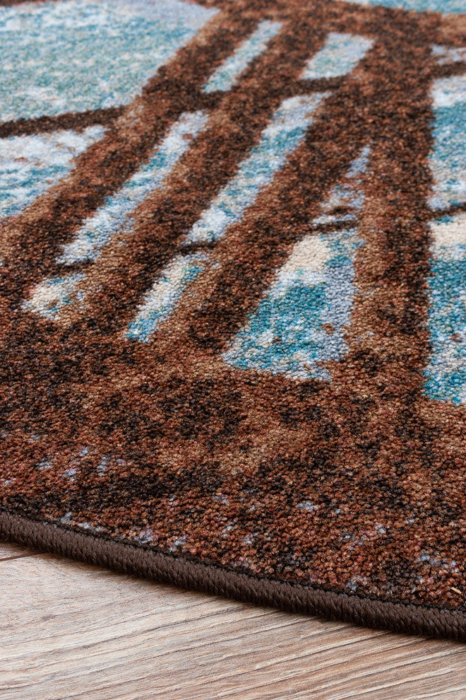 It's about Time OKA Blue Area Rug, 7'7"x7'7"