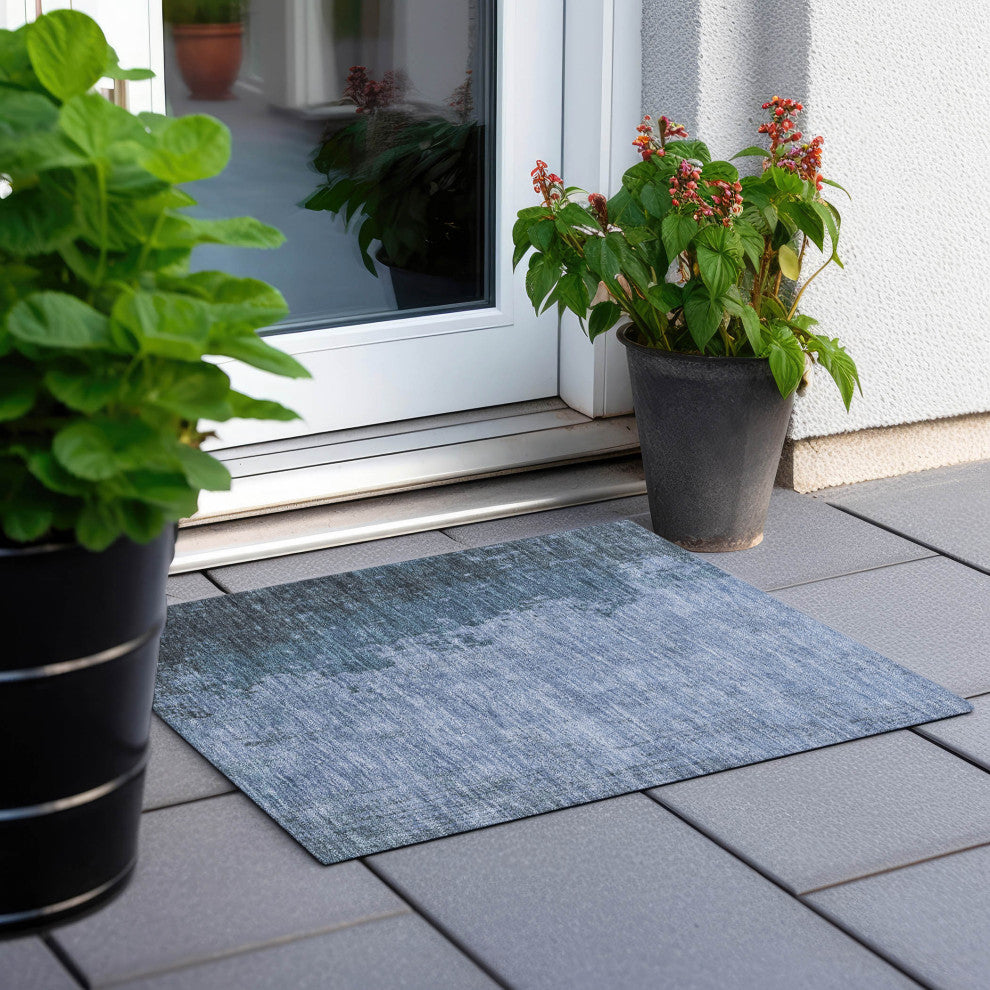 Machine Washable Indoor/Outdoor Chantille ACN1912 Blue 1'8" x 2'6" Rug