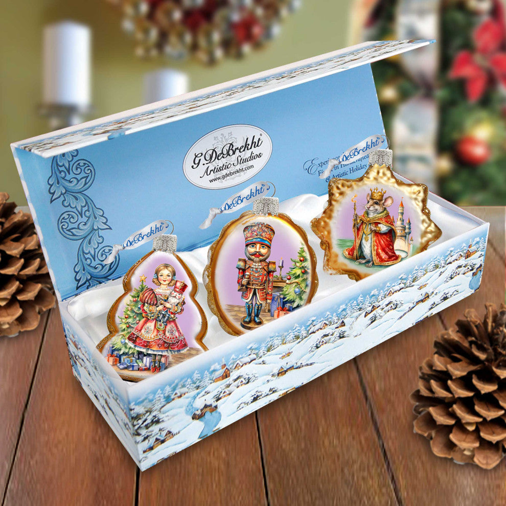 Nutrcracker Mercury Glass Ornaments Set of 3