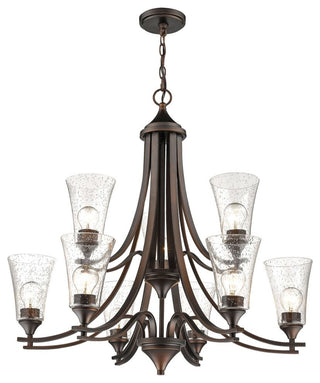 Natalie Collection 9 Light 32in. Rubbed Bronze Chandelier