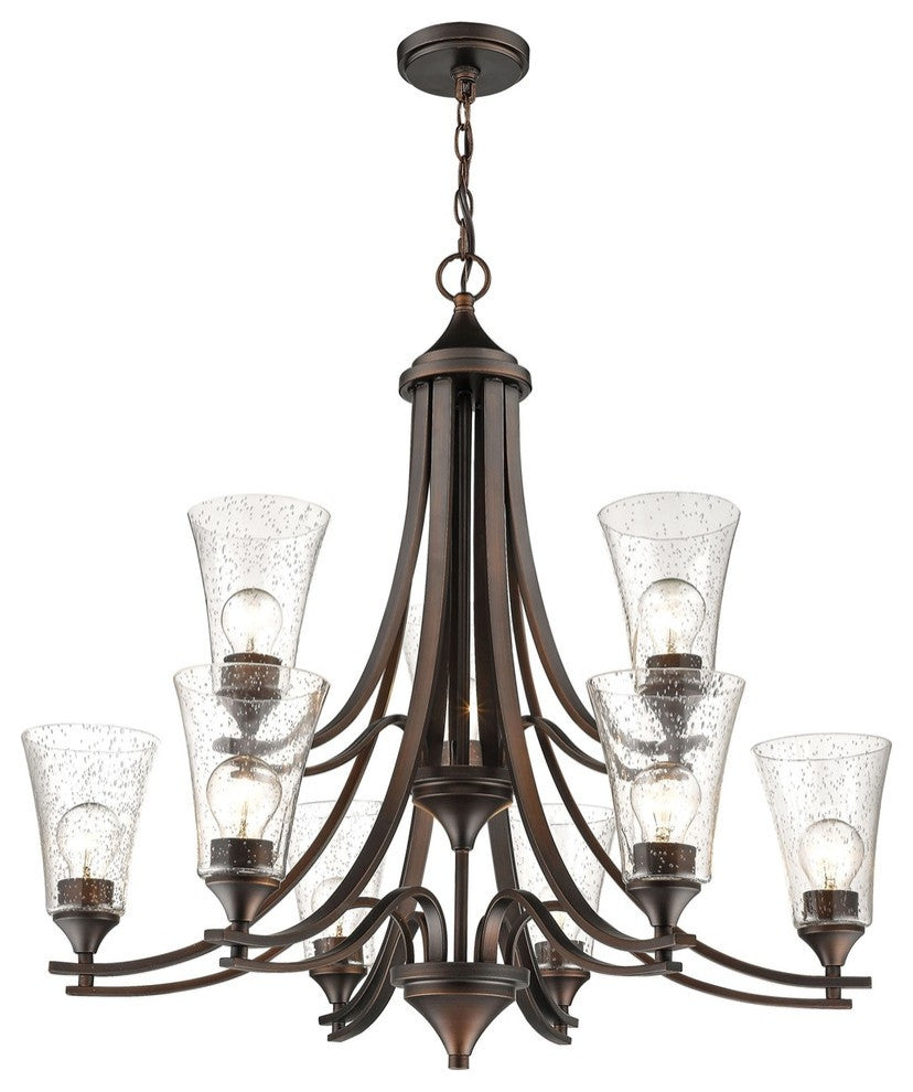 Natalie Collection 9 Light 32in. Rubbed Bronze Chandelier