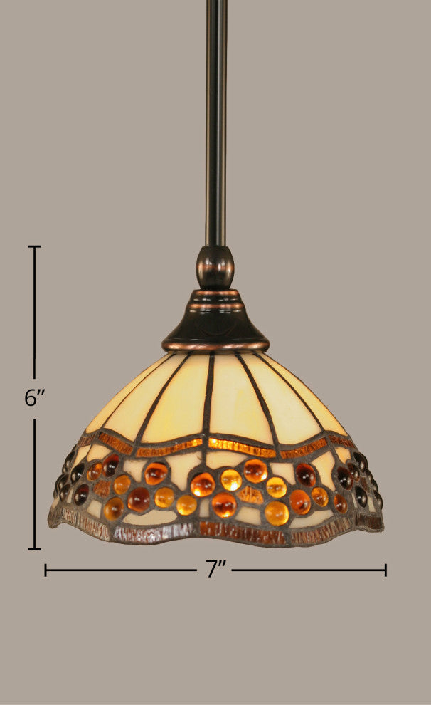 Stem 1-Light Pendant with Hang Straight Swivel, Black Copper/Roman Jewel Art