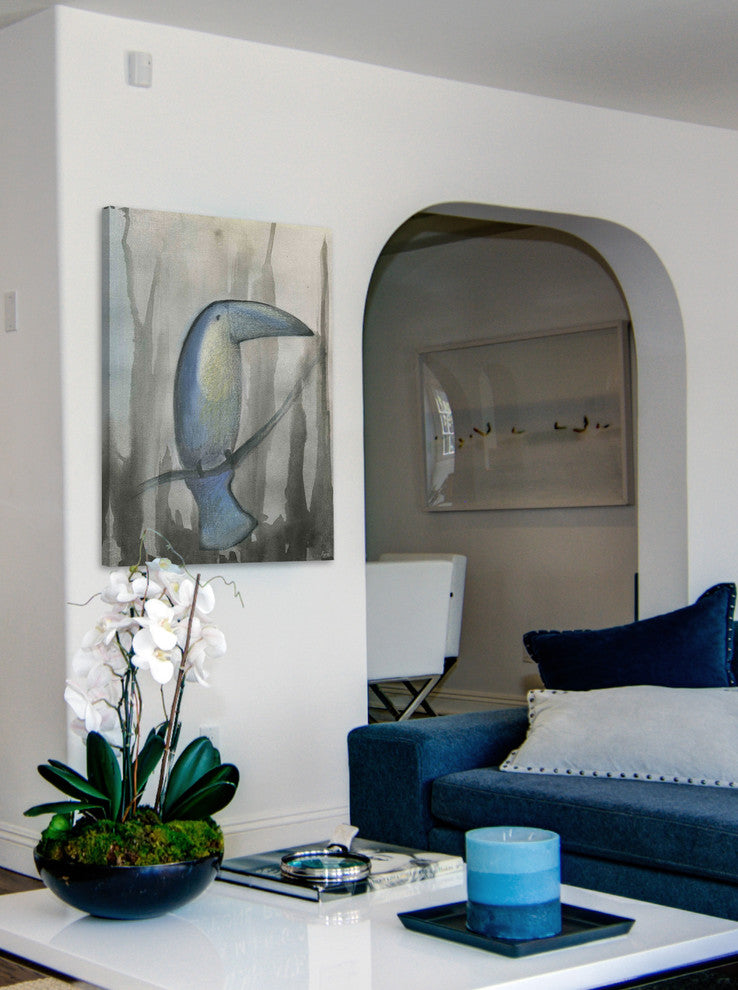 "Blue Toucan" Painting Print on Wrapped Canvas, 20"x30"
