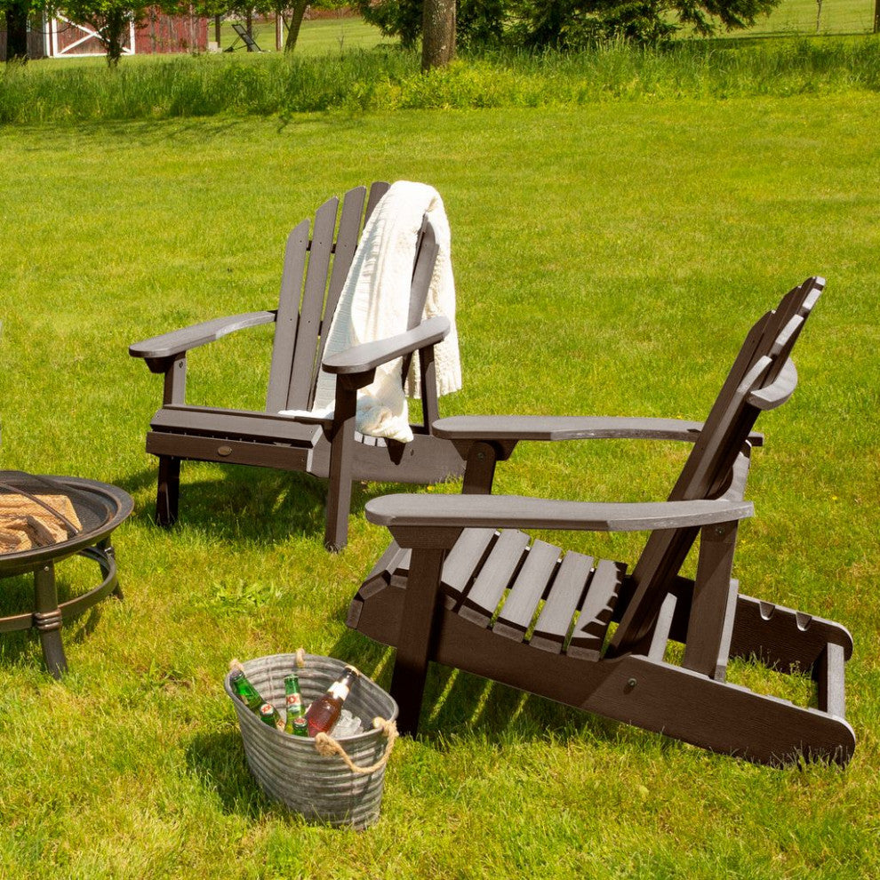 Hamilton Folding and Reclining Adirondack Chairs, Set of 2, Weathered Acorn