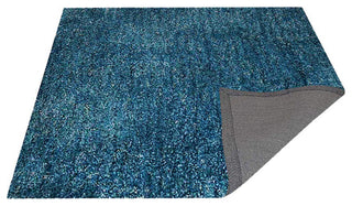 HAND TUFTED SHAG POLYESTER ECO-FRIENDLY AREA RUGS- Turquoise&White Color, Solid