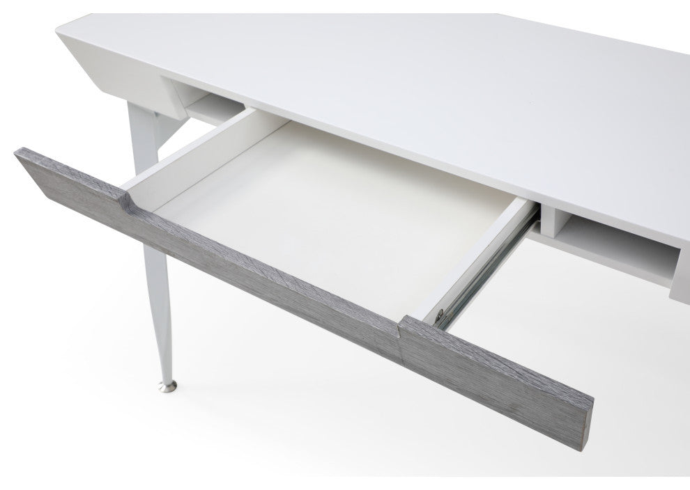 Loft Lyfe Arwen Desk, 3 Storage Drawers, Extra Storage on Top, White/Gray